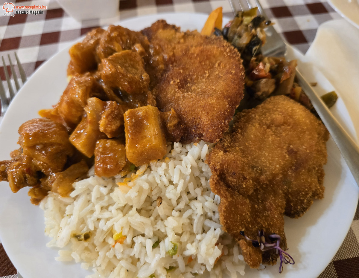 Rizs köret, rántott hús mix