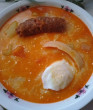 Savanyú krumpli leves, tojás, házi kolbász
